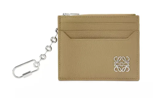 LOEWE Anagram Pebble Texture Cow Leather Card Holder Women's Cynara Scolymus Green