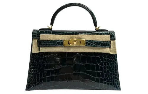 HERMES Mini Kelly 2 Polished Crocodile Leather Kelly Bag, Shoulder Bag, Crossbody Bag, Handbag 19 Women's