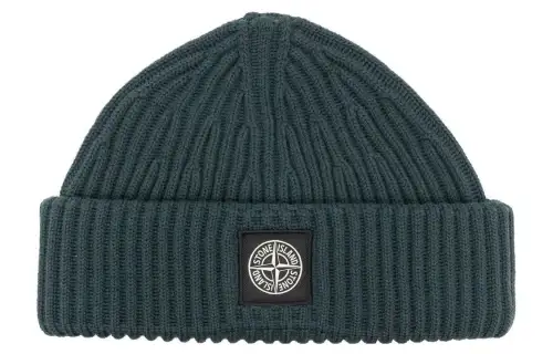 Stone Island ribbed wool beanie hat