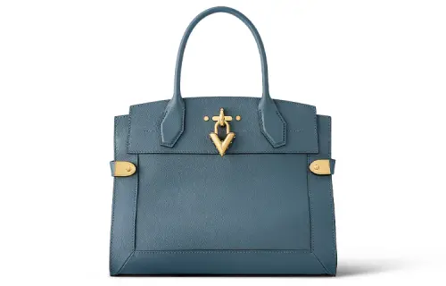 LOUIS VUITTON Steamer Cow Leather Small Box Shoulder Bag, Crossbody Bag, Handbag Medium Women's Blue