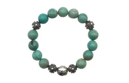 Chrome Hearts 925 Sterling Silver Beaded Bracelets Unisex Green