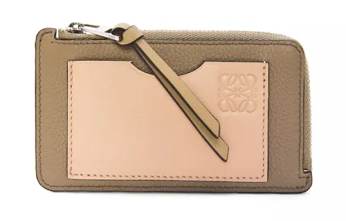 LOEWE Soft Grain Cow Leather Card Holder Women's Cynara Scolymus Green/Gray Ecru
