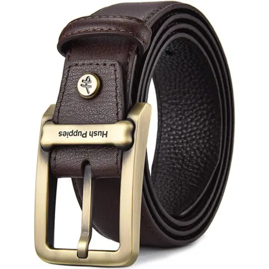Hush Puppies Top Grain Cow Leather Belt Men's Coffee 3.5cm