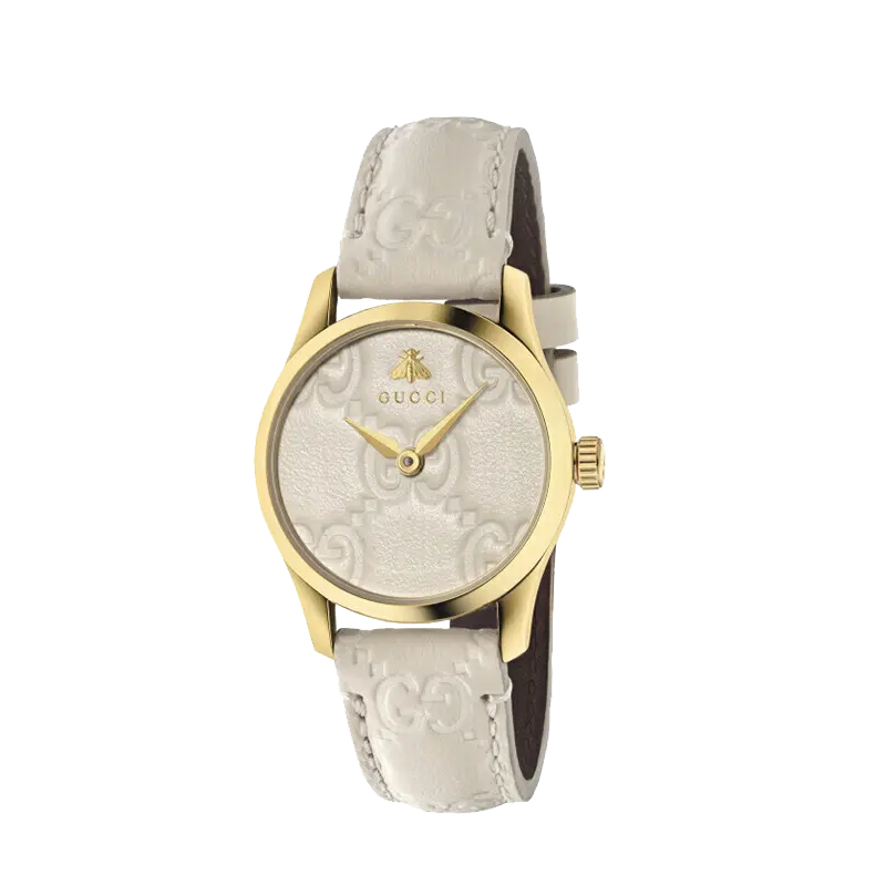 GUCCI G Timeless Collection Wrist Watches Quartz Movement Leather Strap Beige Watch Dial Women's Watch