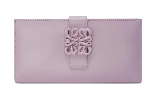 LOEWE Satin Calfskin Wallet Women's Light Purple