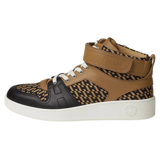 HERMES Skateboard Shoes Men Mid-Top Brown