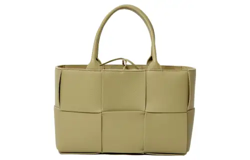 Bottega Veneta ARCO Grained Calfskin Tote Bag, Shopping Bag, Handbag Small Women's Brown Green