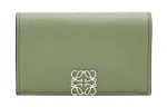 LOEWE Anagram Pebble Texture Calfskin Card Holder Women's Light Green