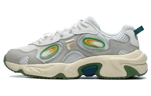 FILA FUSION Raccoon Textile, Synthetic Leather, TPU Low top Casual Shoes Men's White Green
