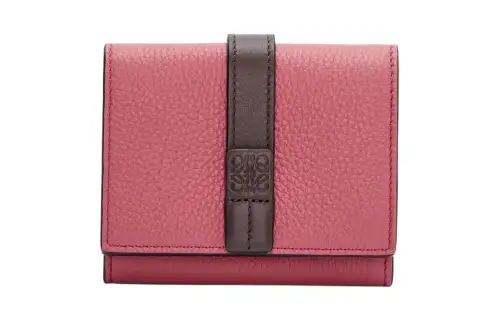 LOEWE Soft Grain Calfskin Wallet Women's Rose/Chocolate