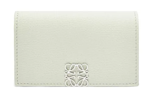 LOEWE Anagram Pebble Texture Calfskin Card Holder Women's White