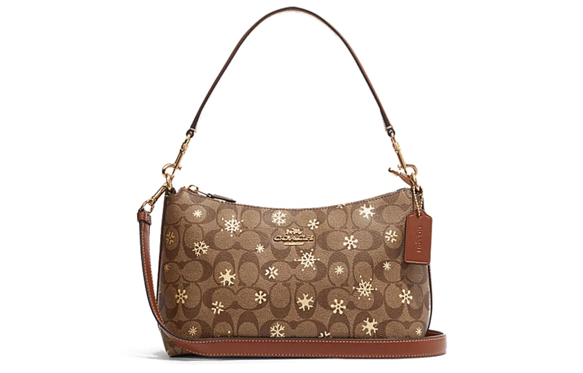 COACH Artificial Leather Portable Crossbody Bag, Shoulder Bag Women's Brown & Umber