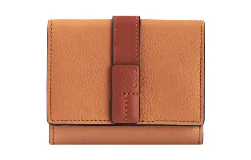 LOEWE Soft Grain Calfskin Card Holder, Wallet Women's Light Oat/Honey