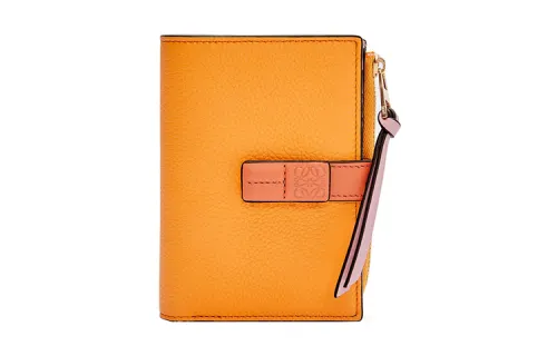 LOEWE Grain Calfskin Wallet Women's Orange/Coral Reef Color