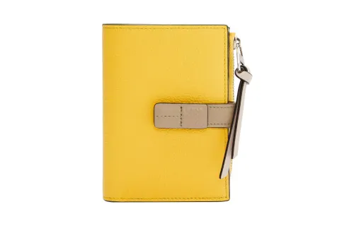 LOEWE Soft Grain Calfskin Wallet Women's Yellow/Clay Green