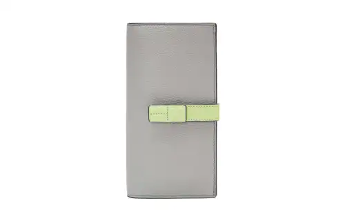 LOEWE Grain Calfskin Card Holder, Wallet Large Women's Pearl Gray/Light Green