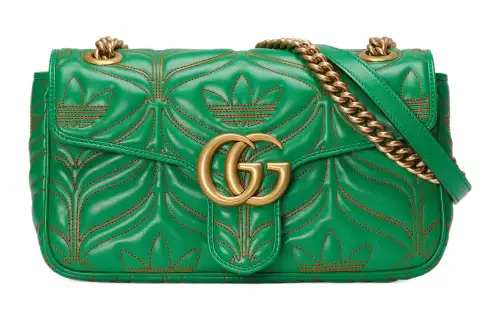 GUCCI Adidas Originals Collaboration Marmont Leather Chain Bag, Crossbody Bag, Shoulder Bag Women's Green