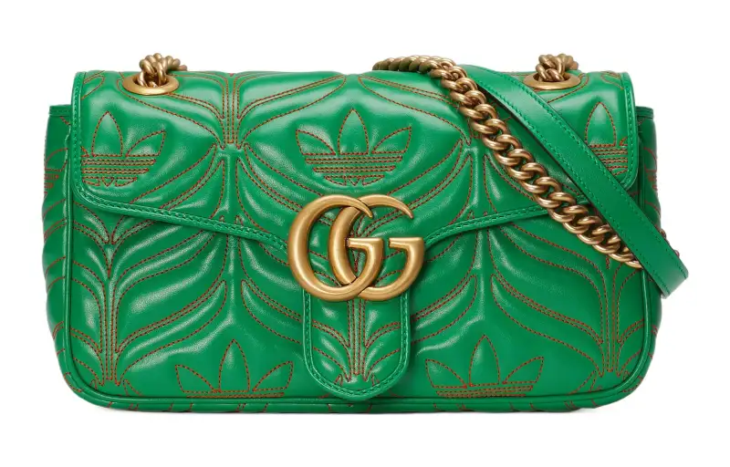 GUCCI Adidas Originals Collaboration Marmont Leather Chain Bag, Crossbody Bag, Shoulder Bag Women's Green