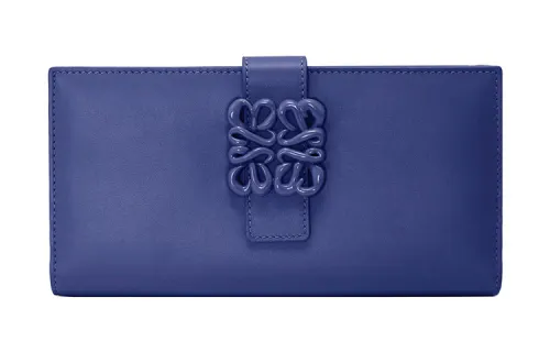 LOEWE Satin Calfskin Wallet Women's Dark Blue
