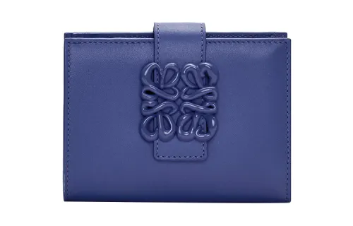 LOEWE Satin Calfskin Wallet Medium Women's Dark Blue