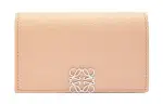 LOEWE Anagram Pebble Texture Calfskin Card Holder Women's Nude