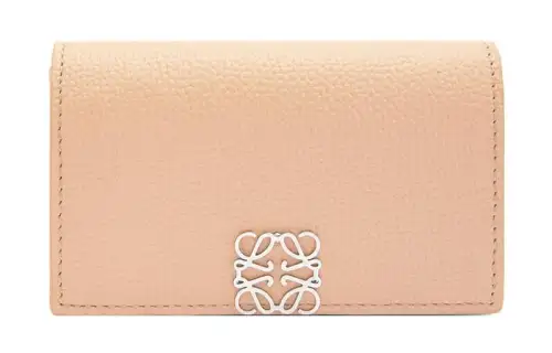LOEWE Anagram Pebble Texture Calfskin Card Holder Women's Nude