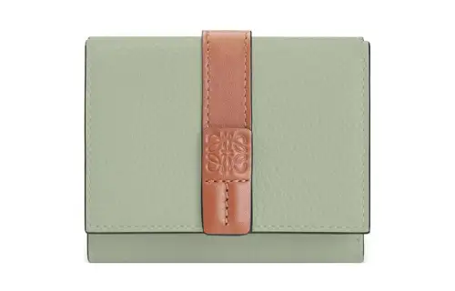 LOEWE Soft Grain Calfskin Wallet Women's Light Green/Tan