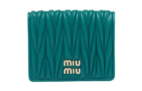 MIU MIU Nappa Leather Card Holder, Wallet Small Women's Peacock Blue