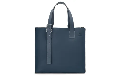 LOEWE Soft Grain Calfskin Tote Bag, Shopping Bag, Handbag Regular Men's Agate Blue