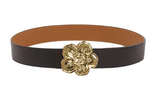 KENZO Casual Individual Floral Smooth Buckle Belt Women's Black/Brown