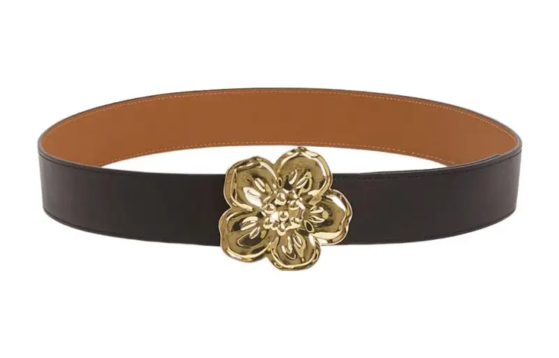 KENZO Casual Individual Floral Smooth Buckle Belt Women's Black/Brown