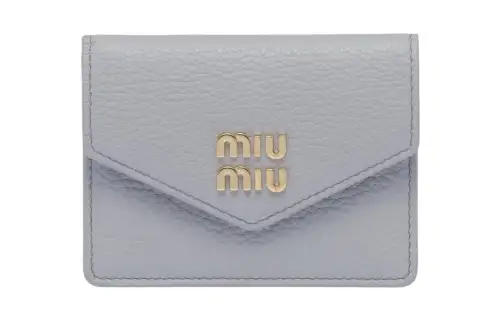 MIU MIU Leather Business Card Holder Women's Cornflower Blue