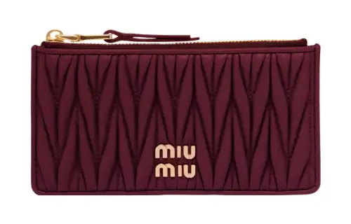 MIU MIU Nappa Leather Wallet, Card Holder Women's Burgundy