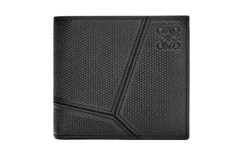 LOEWE Puzzle Bifold Coin Wallet In Diamond Calfskin Black