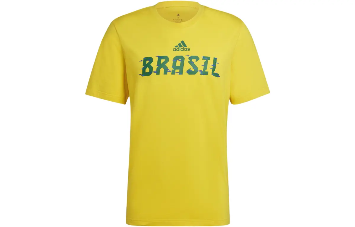 Adidas T-Shirts Men's Yellow Crew Neck Moderate Straight Fit