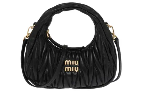 MIU MIU Wander Soft Sheepskin Leather Handbag Mini Women's Black