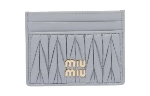 MIU MIU Matelassé Soft Sheepskin Leather Card Holder Card Holder Small Women's Cornflower Blue