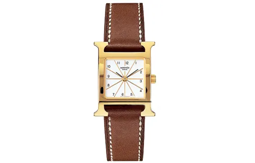 HERMES Wrist Watches Quartz Movement Leather Strap White Dial Women's Watch 30M Waterproof