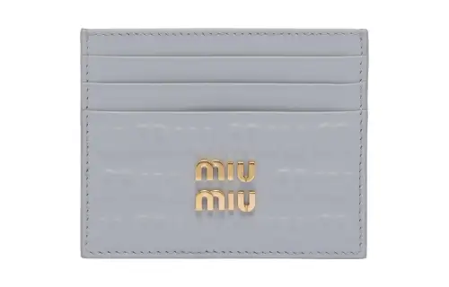 MIU MIU Leather Business Card Holder Women's Cornflower Blue