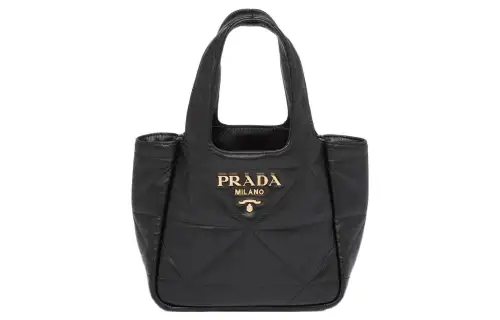 PRADA Nappa Sheep Leather Tote Bag, Shopping Bag, Handbag Small Women's Black