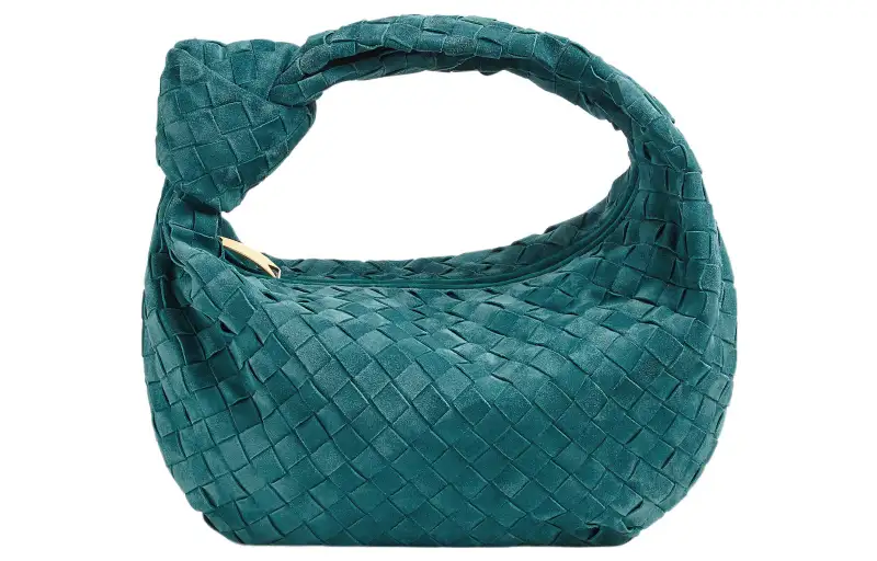 Bottega Veneta Jodie Cow Leather Suede One Shoulder Handbag Women's Green