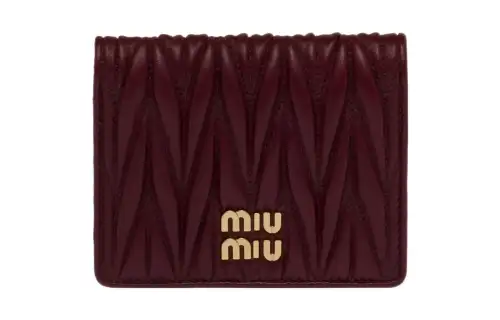 MIU MIU Nappa Leather Card Holder, Wallet Small Women's Burgundy