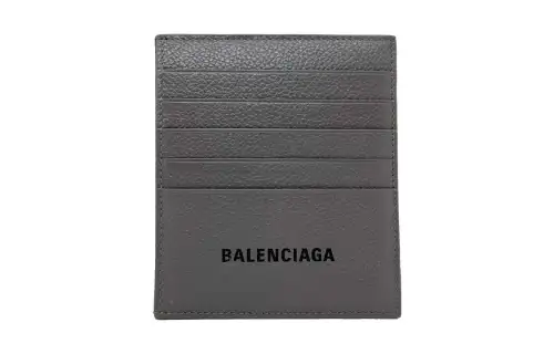 Balenciaga Textured Calfskin Card Holder Wallet Men's Gray