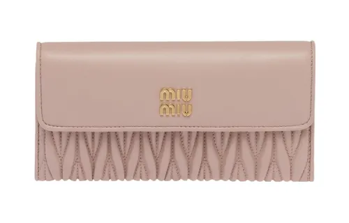 MIU MIU Leather Clutch Wallet Large Women's Light Pink