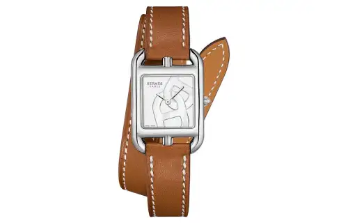 HERMES Cape Cod Wrist Watches Quartz Movement Crocodile Leather Strap White Dial Women's 30m Water Resistant