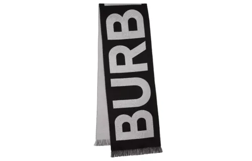 Burberry Wool Knit Scarves Unisex Gray