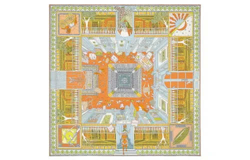 HERMES Silk Scarf Women's Yellow