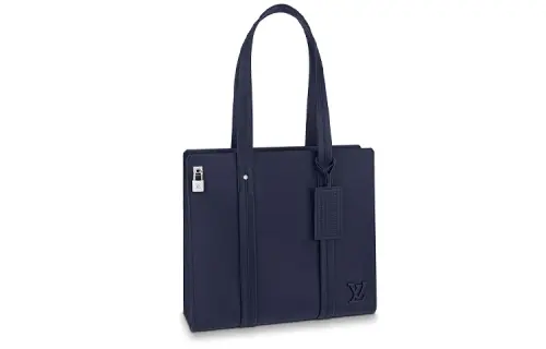 LOUIS VUITTON Cow Leather Tote Bag, Shopping Bag, Shoulder Bag, Handbag Men's Dark Blue