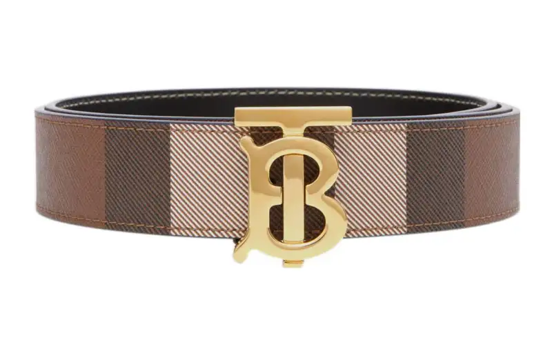 Burberry Leather Cotton Thermoplastic Polyurethane Leather Belts Women's Dark Birch Brown Width 3cm