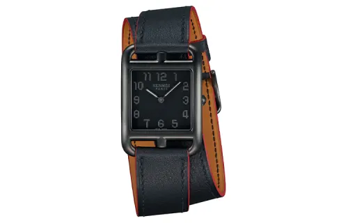 HERMES Cape Cod Wrist Watches Quartz Movement Genuine Leather Strap Black Dial Unisex 30m Waterproof